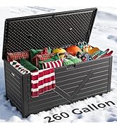 FurniEdge 260 Gallon Outdoor Storage Box, Lockable Resin Deck Box for Patio Cushions, Throw Pillo...
