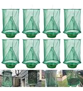 8 Pack Ranch Fly Traps Outdoor Hanging, Reusable Stable Fly Hunter Catcher Cage with Food Bait Tr...