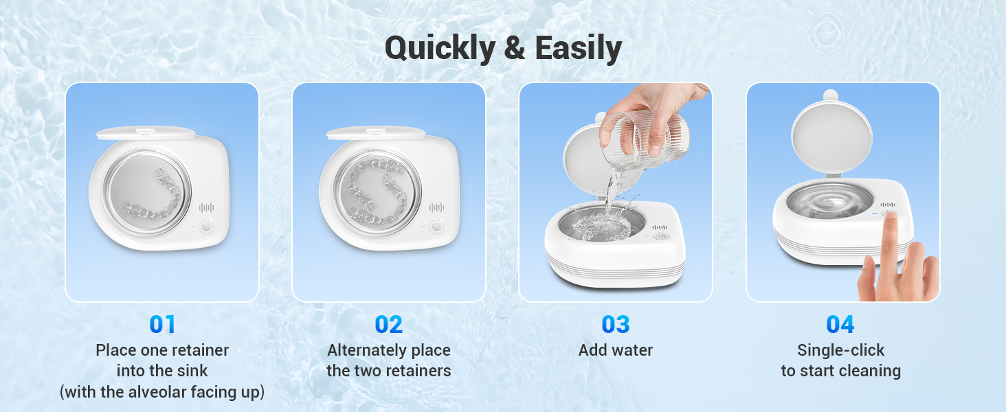 Ultrasonic Retainer Cleaner Machine dental cleaning pod compact portable cordless