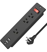 HHSOET 5 in 1 Recessed Outlet with Switch, Furniture Power Strip with USB, 3 AC Plugs Conference ...