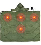 iClimb Heated Camping Blanket with Hood and 5V 5000mAH Battery Pack (Green)