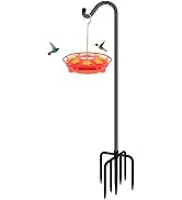 FEED GARDEN 76'' Bird Feeder Pole, Heavy Duty Shepherds Hooks for Outdoor with 7-Prong Base, Adju...