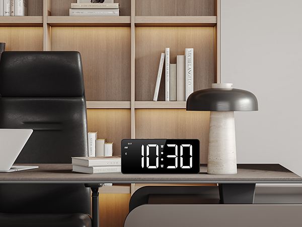 Digital Alarm Clock, LED Bedroom Clock with Bluetooth Sync Time