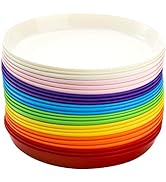 Frcctre 24 Pack Plastic Plates, 7 Inch Colorful Plastic Dinner Plates Salad Plates, BPA Free Reus...