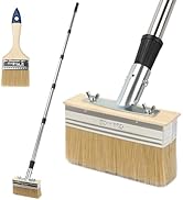 Deck Stain Brush with Long Handle, 59" Extension Pole Deck Stain Applicator, 6" Wide Deck Paint B...