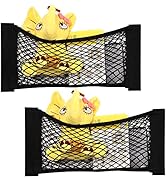 TOBWOLF 2PCS 25x60cm / 9.8x23.6in Car Storage Net Bag with Tape Stickers, Adhesive Mesh Pocket Ne...