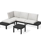 SERWALL HDPE Patio Furniture Set, All-Weather Outdoor Sofa Set, Seats 4, Patio Conversation Set, ...