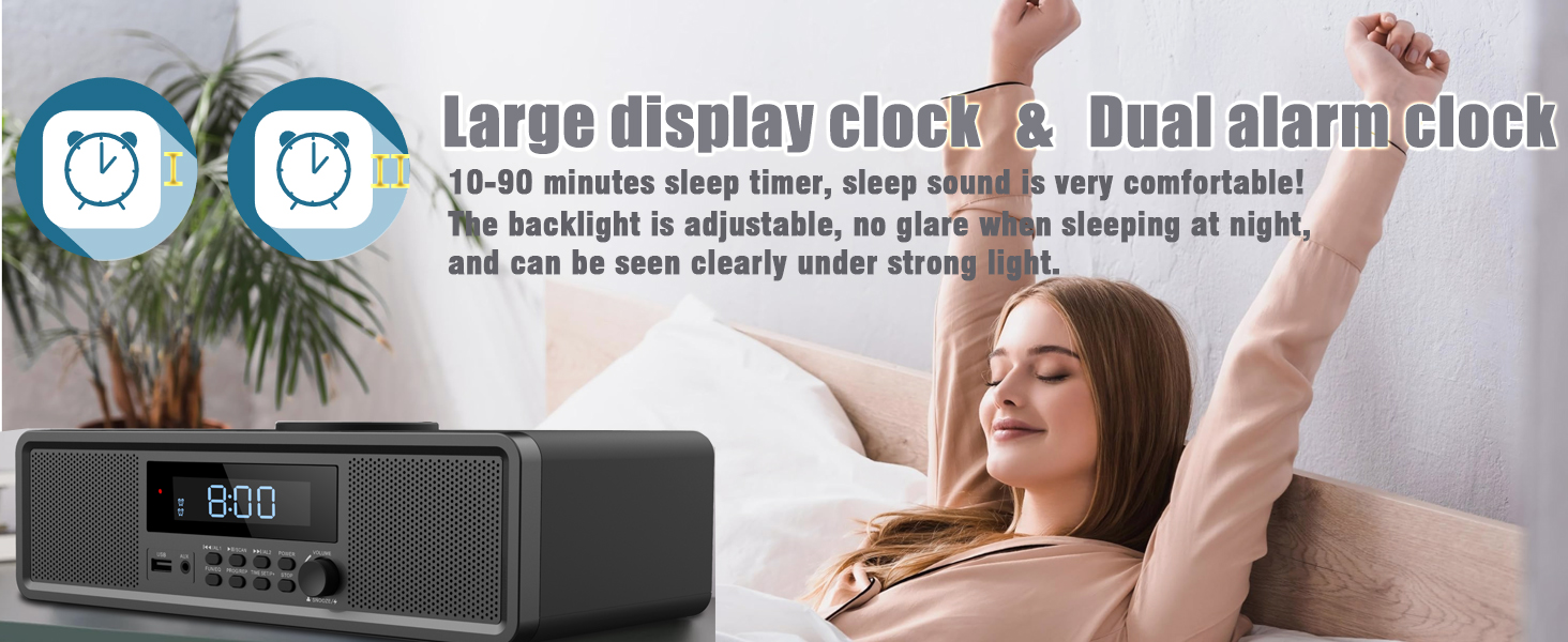 clock radio cd player stereo system black