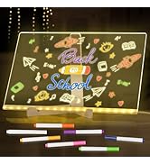 AMUSIGHT Acrylic Dry Erase Board with Light, 12” X 8” LED Note Board with Colors, Light up Clear ...