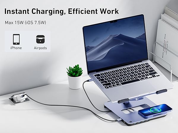 BENFEI Laptop Stand with USB C 6in1 Docking Station