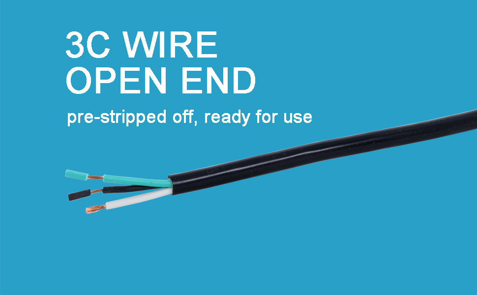 16/3 power cords replace old cord 16 gauge pigtail 3 wire open end sjt cord black 3 prong plug