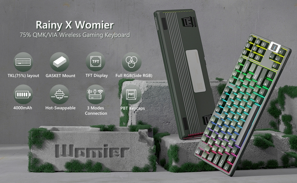 75% Keyboard QMK/VIA Wireless Gaming Keyboard, Creamy Mechanical Keyboard