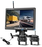 Digital Wireless Backup Camera System Kit with 2 Cameras and 7 Inch HD Monitor, Blind Spot Warnin...