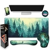 AQQA Desk Pad and Keyboard Wrist Rest,Large Mouse Pad + Keyboard Pad+Mouse Wrist Support+Coaster ...