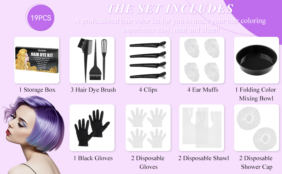 14PCS Professional Salon Hair Dye Kit