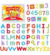 JoyCat Wooden Magnetic Letters and Numbers, Large Size Alphabet ABC 123 Fridge Magnets for Toddle...