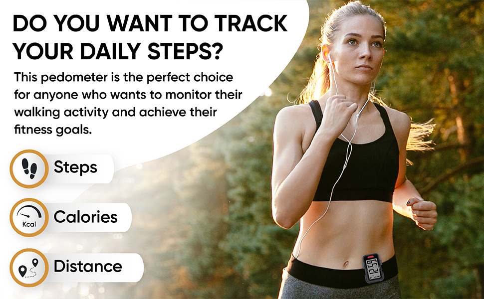 COOLFIRE 3D Accurate Pedometer for Walking, Simple Step Counter with Large Watch Display, Pedometer