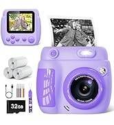 Kids Camera Instant Print - Christmas Birthday Gifts for Girls Boys Age 3-12, 1080P Video Digital...