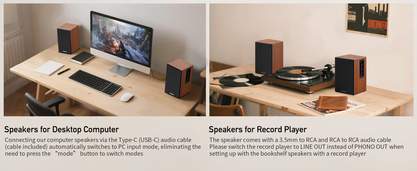 USB-C input, designed for desktop computer speakers