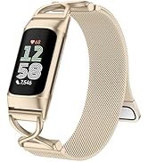 JKD X-Shape Metal Band Compatible with Fitbit Charge 6/ Charge 5 Bands for Women Men, Soft Stainl...