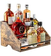 Nuovoware Liquor Bottle Display Shelf, 3 Step Countertop Liquor Wine Rack, Home Retro Shelf Stand...