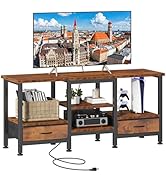 Sweetcrispy 47 inch TV Stand for TVs up to 65 Inch, Media Console with USB Charging Station (2AC ...