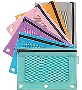 BAZIC Pencil Pouch 3 Ring Binder Pouch w/ Rivet Enforced Rings Holes, Pastel Color Mesh Window Zi...