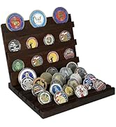 BlyeMichdi Challenge Coin Display Holder,9 Rows Challenge Coin Display Stand,Wooden Challenge Coi...