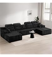 HOMRELEXA 141’’ Cloud Sectional Couch with High Backrest, Convertible U-Shaped Modular Sectional ...