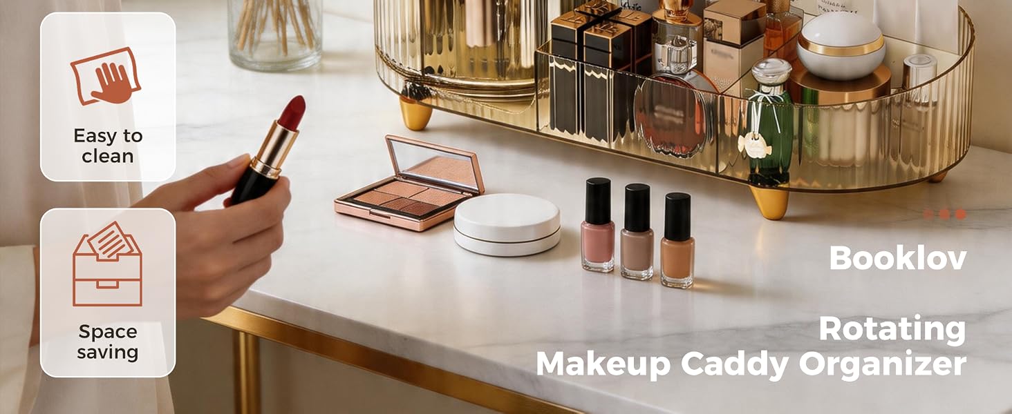 Rotating Makeup Caddy Organizer Vanity Skincare Brush Eyeshadow Lipstick Counter Desk Organization
