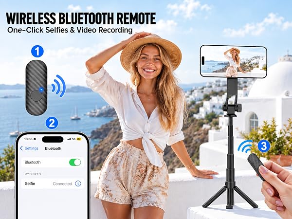 Bluetooth tripod for phone with remote