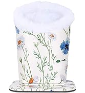 MOSISO Eyeglasses Holder, Plush Lined PU Leather Pattern Stand Case with Magnetic Base, Daisy