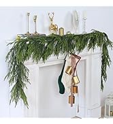 9FT Real Touch Norfolk Pine Garland - Artificial Christmas Garland Green Long Faux Pine Garland f...