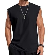 COOFANDY Mens Sleeveless Shirts Cotton Workout Tank Tops Cut Off Shirts Gym Muscle Loose Fit Tee