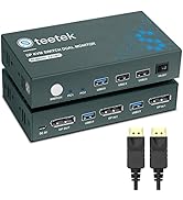 Steetek 2 Port DP USB 3.0 KVM Switch 4K@60Hz, KVM Switch Displayport 2 in 1 Out. KVM Switch for 2...