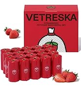 VETRESKA Strawberry Scented Dog Poop Bags, Leak Proof, Extra Thick and Large Pet Waste Bags for D...
