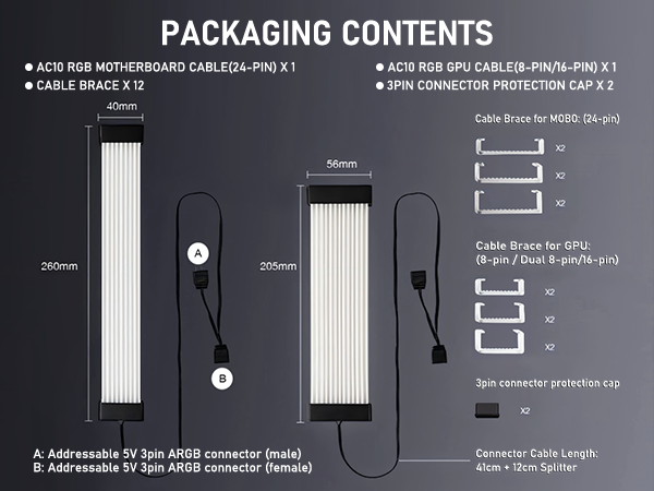 RGB PSU Extension Cable Cover Kit