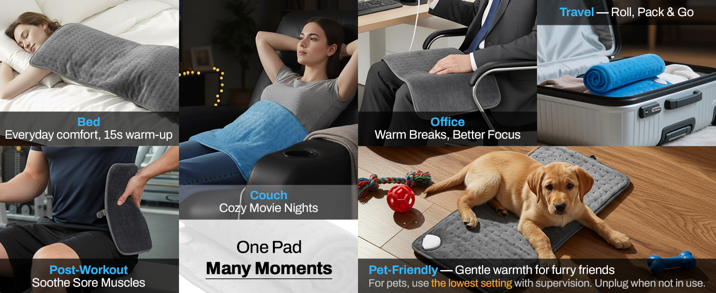 one pad,many moments,for bed travel,office,pet
