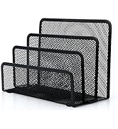 Anumit Desk Mail Organizer, File Holder Letter Sorter with 3 Vertical Upright Metal Mesh Compartm...