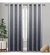 DWCN Ombre Blackout Curtains for Bedroom - Damask Patterned Thermal Insulated Energy Saving Gromm...