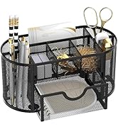 SUPEASY Mesh Desk Organizer, Desk Accessories &amp; Workspace Organizers with Drawers, Pencil Holder ...