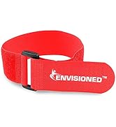 Reusable Cinch Straps 2" x 72" - 2 Pack - Hook and Loop Straps (Neon Red)