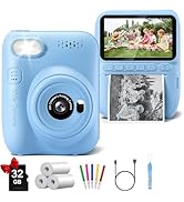 Kids Camera Instant Print, 3.0" HD 32MP Birthday Gifts for 3-12 Year Old Girls Boys, 1080P Digita...