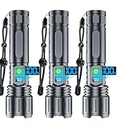 Rechargeable Flashlights High Lumens - 2000 Lumens Long Beam Super Bright LED Flash Light with Po...
