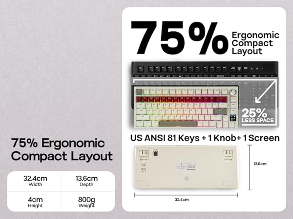 AK820 PRO Wireless Mechanical Gaming Keyboard with Screen