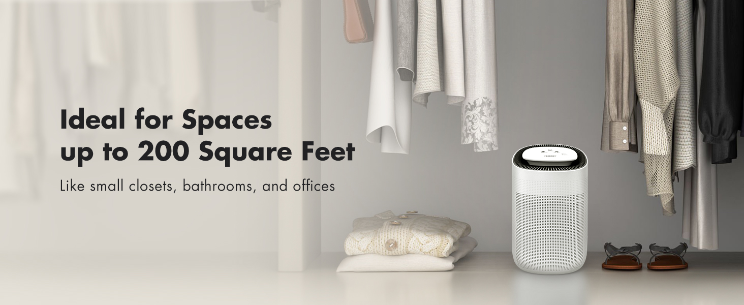 Ideal for Spaces up to 200 square feet, like small closets, batherooms, and offices