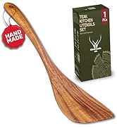 Wooden Spatula, Pancake Spatula, Teak wood spatulas Long Handle Flat Frying Turner Egg spatula fo...