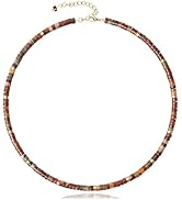 AGOT Beaded Gemstone Necklace for Women: Boho Bead Choker Natural Stone Necklaces - Handmade Jewe...