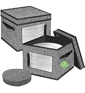 homyfort China Storage Containers With Lid and Handles, Dinnerware Storage Box for Dishes with 12...