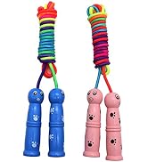 Homello Rainbow Jump Rope for Kids - Wooden Handle - 8.5FT Adjustable Nylon Braided Fitness Skipp...